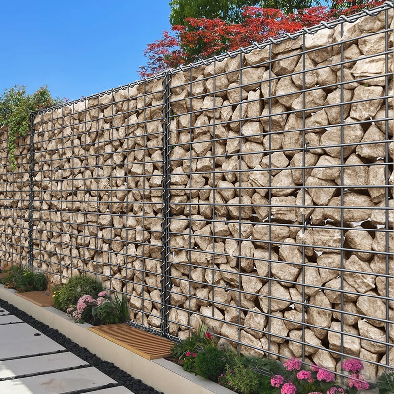 Set of 5 Metal Gabion Cage Baskets 90x90x30cm for Stone Retaining Walls by Songmics Songmics
