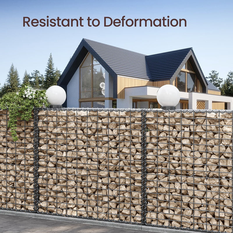 Set of 5 Metal Gabion Cage Baskets 90x90x30cm for Stone Retaining Walls by Songmics Songmics