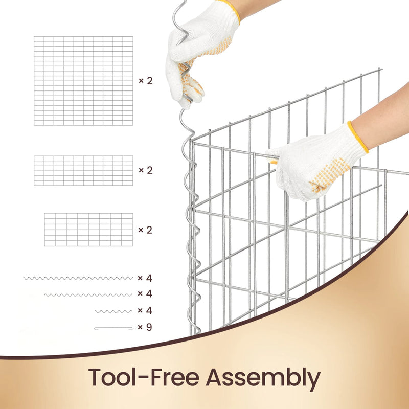 4 Pack Metal Gabion Cage Baskets 90x90x30cm Ideal for Stone Walls & Landscaping by Songmics Songmics