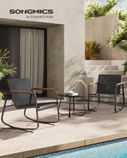 Patio Furniture, 2 Rocking Chairs and Table Ink Black SONGMICS