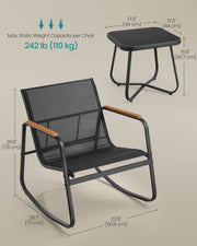 Patio Furniture, 2 Rocking Chairs and Table Ink Black SONGMICS