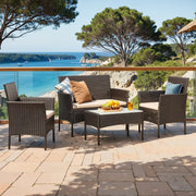 Outdoor Furniture Sets, Polyrattan Garden Conversation Set, for Patio Terrace SONGMICS