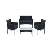 4pc Garden Furniture Conversation Set Handwoven Rattan with Galvanised Steel Frame by SONGMICS Songmics