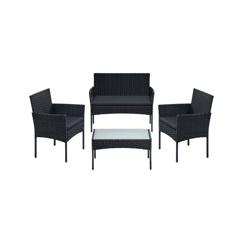 4pc Garden Furniture Conversation Set Handwoven Rattan with Galvanised Steel Frame by SONGMICS Songmics