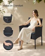 4pc Garden Furniture Conversation Set Handwoven Rattan with Galvanised Steel Frame by SONGMICS Songmics