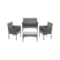 Garden Conversation Set 4-Piece Grey PE Rattan with Cushions by SONGMICS Songmics