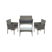 Garden Conversation Set 4-Piece Grey PE Rattan with Cushions by SONGMICS Songmics