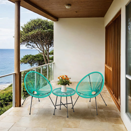 3 Piece Garden Patio Furniture Set with Acapulco Chairs for Outdoor Seating by Songmics