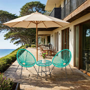 3 Piece Garden Patio Furniture Set with Acapulco Chairs for Outdoor Seating by Songmics