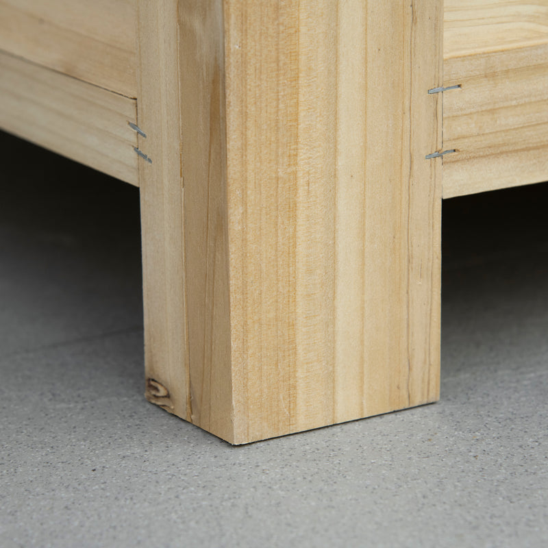 155L Outdoor Garden Storage Box With Metal Top Ideal For Tools And Equipment Natural Wood