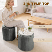 Ottoman Storage Bench with Reversible Table Lid and Hidden Compartment Grey AOSOM
