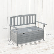 Grey Two Seater Wooden Garden Storage Bench With Storage by Outsunny