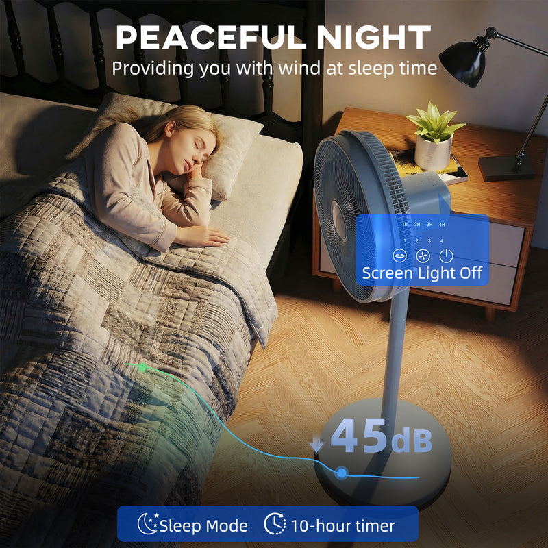Pedestal Fan with Remote Control and Timer for Quiet Whole Room Cooling Grey AOSOM