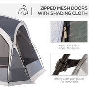 Family Camping Tent for 6 to 8 People with Mesh Walls and Removable Curtains White Grey Outsunny