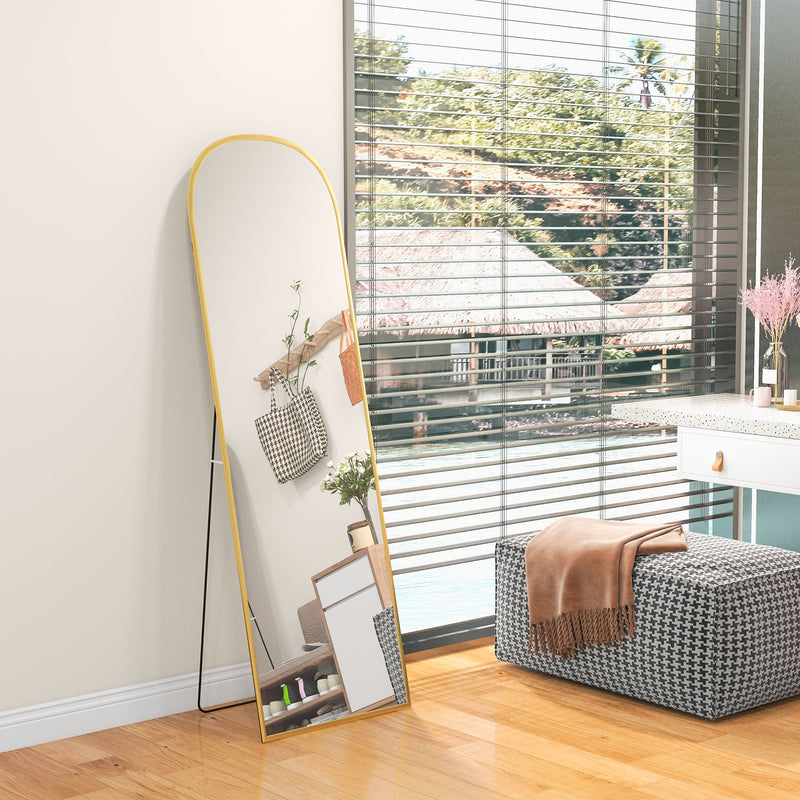 Gold Full Length Standing Mirror with Aluminium Frame Ideal for Bedroom or Dressing Room