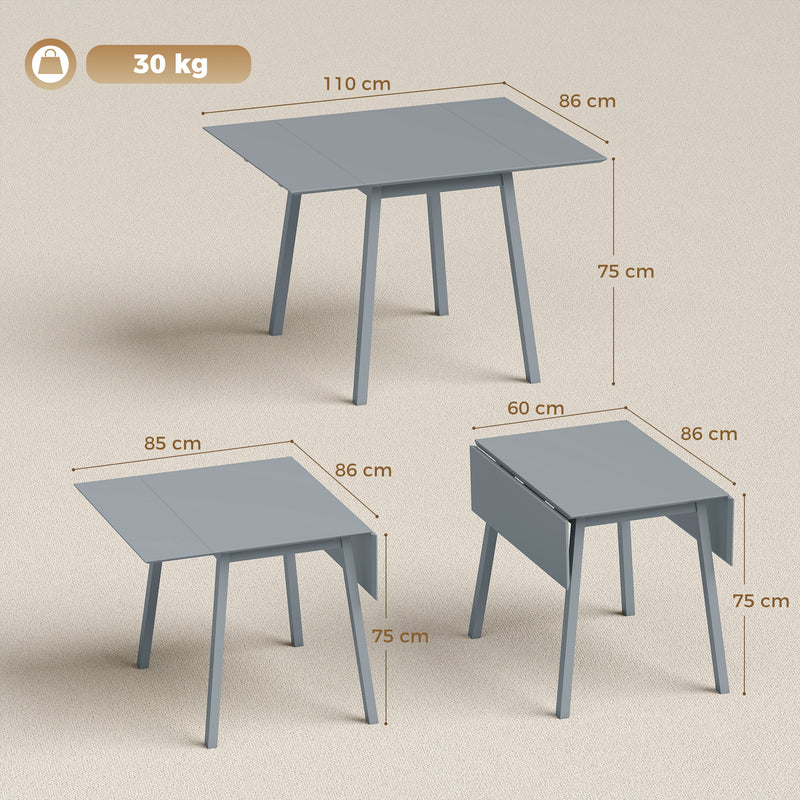 Folding Drop Leaf Dining Table for Small Kitchens Seats 4 Space Saving Pine Wood Grey