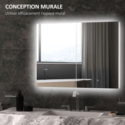 Bathroom Mirror Cabinet with LED Light and USB Charging Adjustable Shelf White