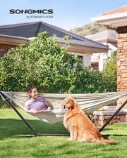 Adjustable Hammock with Metal Stand, Tear-Resistant 240kg Capacity by SONGMICS Songmics