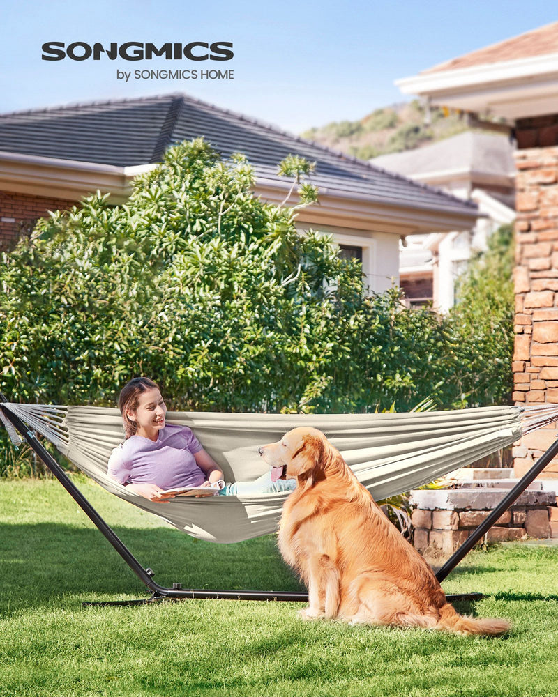 Adjustable Hammock with Metal Stand, Tear-Resistant 240kg Capacity by SONGMICS Songmics