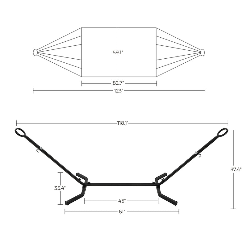 Adjustable Hammock with Metal Stand, Tear-Resistant 240kg Capacity by SONGMICS Songmics