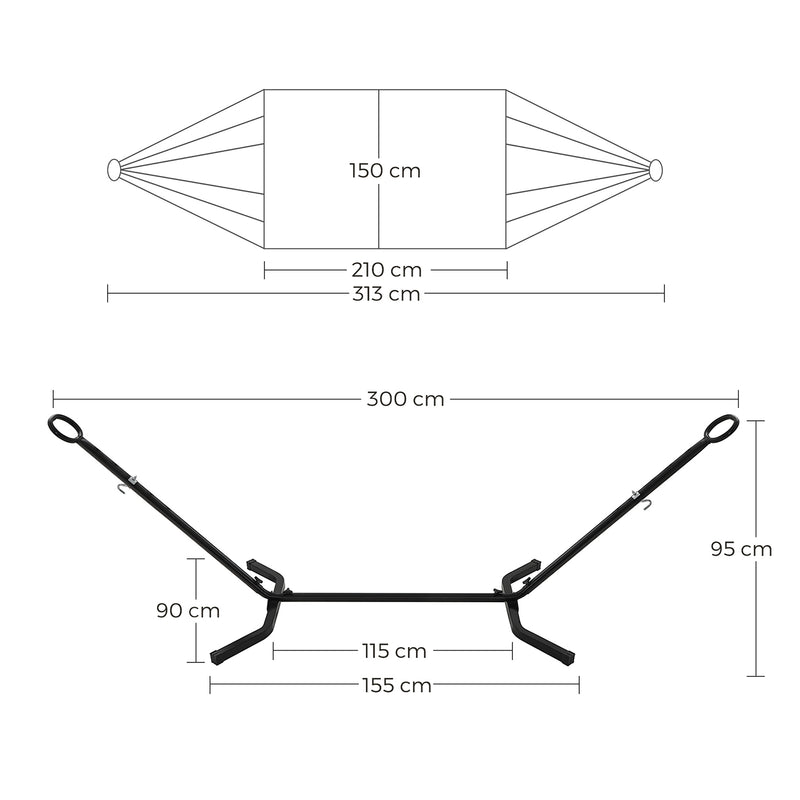 Adjustable Hammock with Metal Stand, Tear-Resistant 240kg Capacity by SONGMICS Songmics