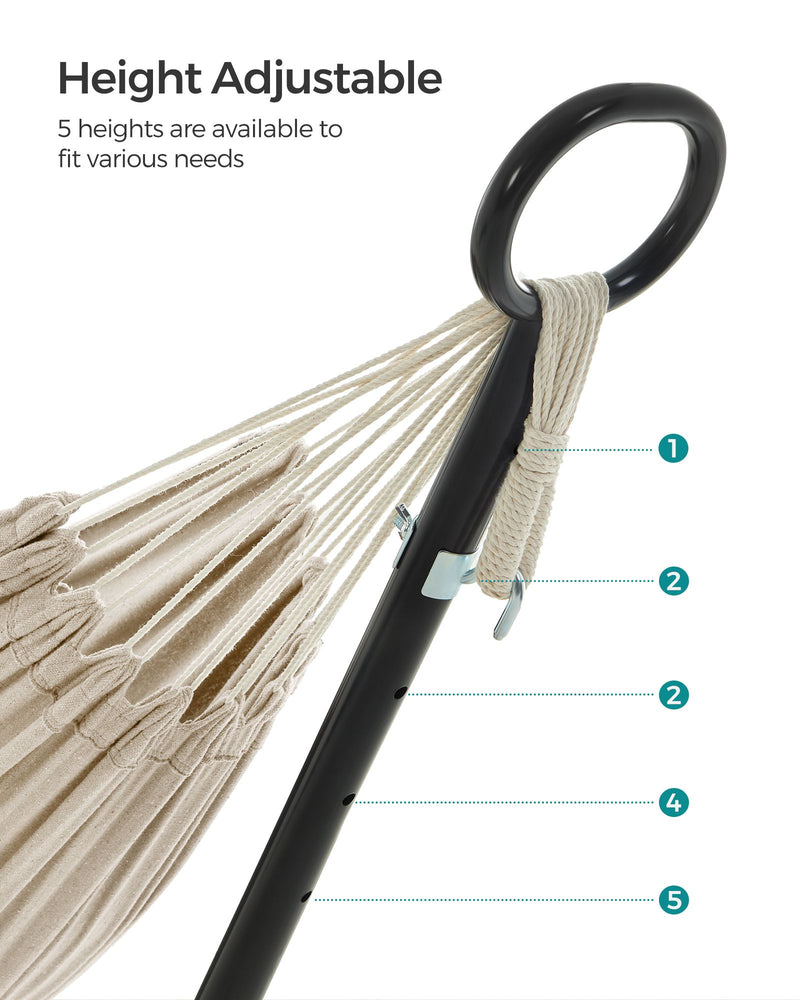 Adjustable Hammock with Metal Stand, Tear-Resistant 240kg Capacity by SONGMICS Songmics
