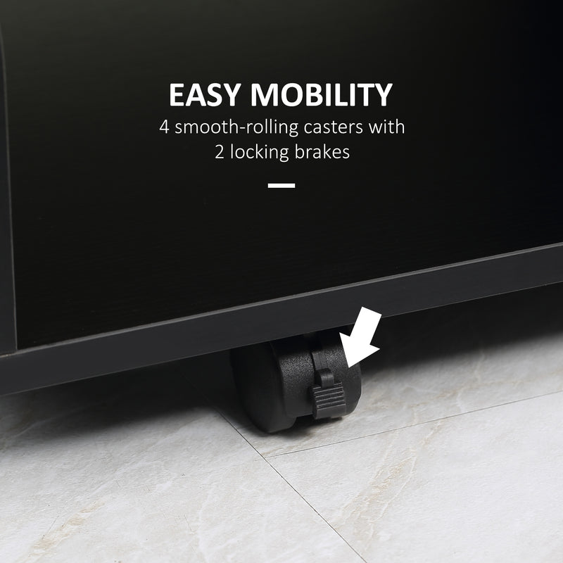 Black Compact Work Desk with Wheels and Multi Storage by HOMCOM