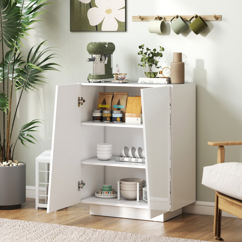 White Glossy Hallway Storage Cabinet with Adjustable Shelves for Shoes and Essentials, 70 x 40 x 88cm