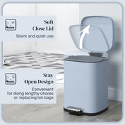 Light Blue 12L Metal Kitchen Bin with Modern Boxy Design by HOMCOM