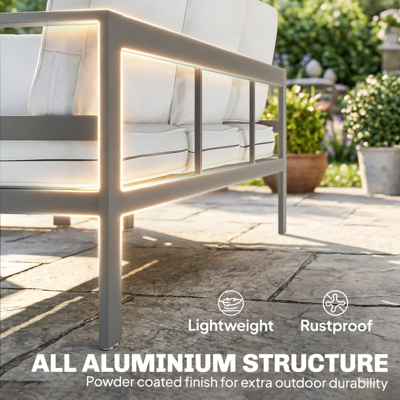 Metal Garden Furniture Set with Deep Cushions for All Weather Comfort, Dark Grey