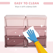 Kids Storage Unit with Six Fabric Drawers Ideal for Toys and Books Organisation, Pink