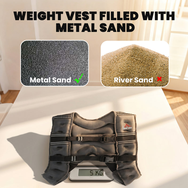 Weighted Vest for Walking or Running with Adjustable Straps and 5 kg Resistance Grey