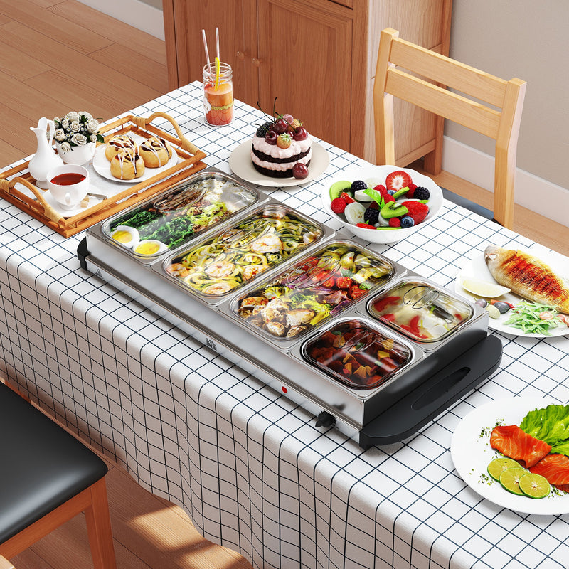 Electric Buffet Warmer with 5 Trays and Adjustable Heat Ideal for Parties and Events