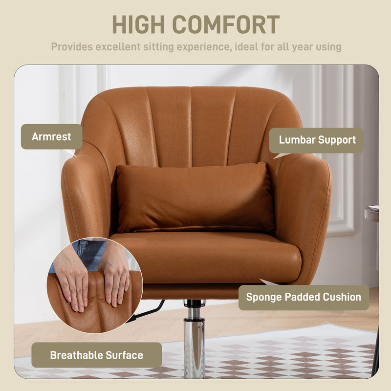 Swivel Lounge Chair with Adjustable Height and Padded Support for Home Comfort Brown