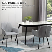 Set of 4 Upholstered Linen Dining Chairs with Metal Legs for Kitchen or Living Room, Light Grey