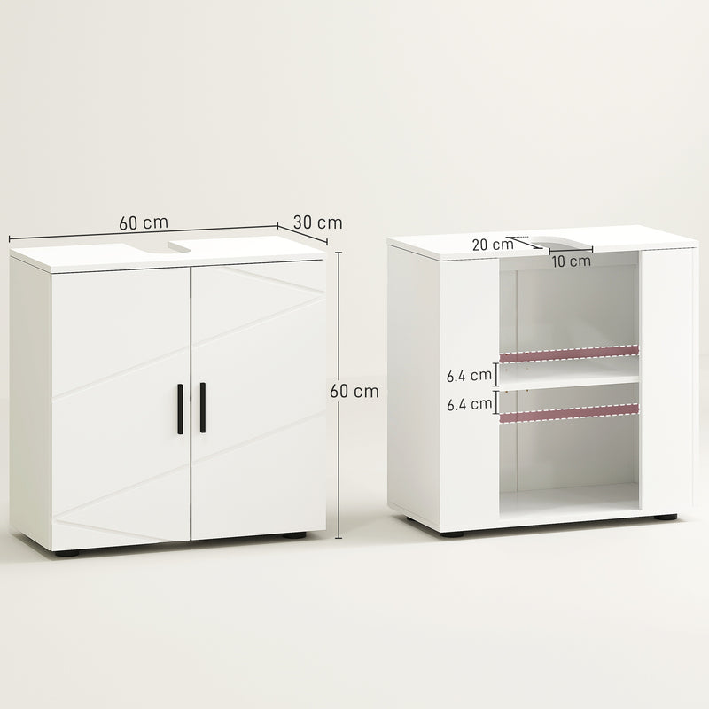 White Under Sink Bathroom Cabinet with Adjustable Shelf and Storage Space