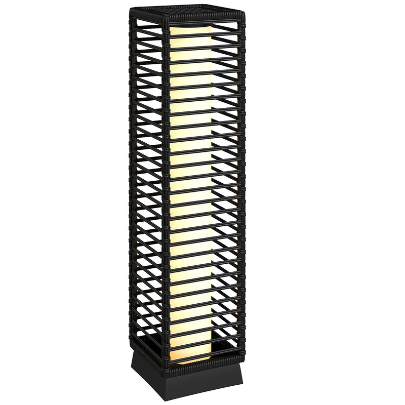 Solar Rattan Outdoor Lamp for Easy Automatic Garden Lighting Warm Glow Black Outsunny