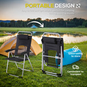 3 Piece Folding Camping Table and Chair Set with Portable Design for Travel, Grey AOSOM