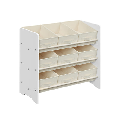 Kids Toy Storage Organiser with 9 Plastic Boxes for Bedroom in Cloud White by Songmics