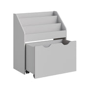Kids Bookshelf and Toy Organiser in Dove Grey with Storage Bins for Playroom by Songmics