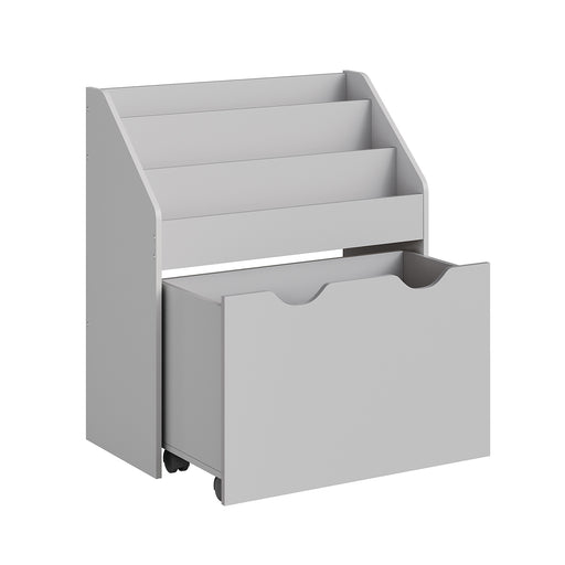 Kids Bookshelf and Toy Organiser in Dove Grey with Storage Bins for Playroom by Songmics