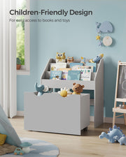 Kids Bookshelf and Toy Organiser in Dove Grey with Storage Bins for Playroom by Songmics