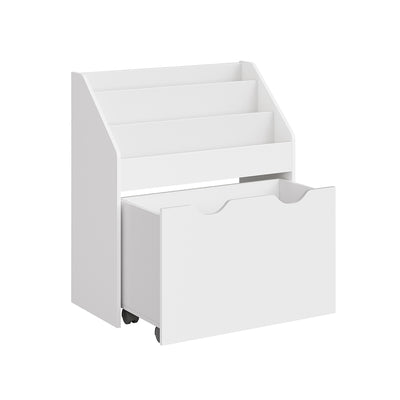 White Kids Bookshelf and Toy Organiser with Open Storage for Bedroom or Playroom by Songmics