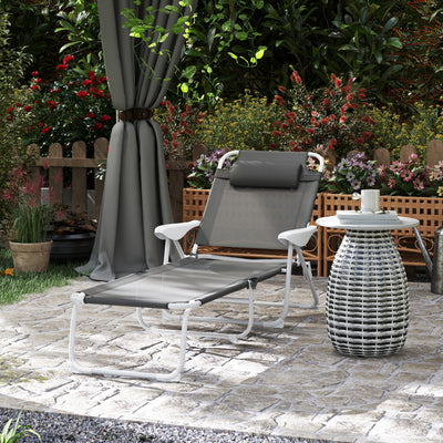 Charcoal Grey Foldable Lounge Chair with Adjustable Backrest and Headrest by Outsunny