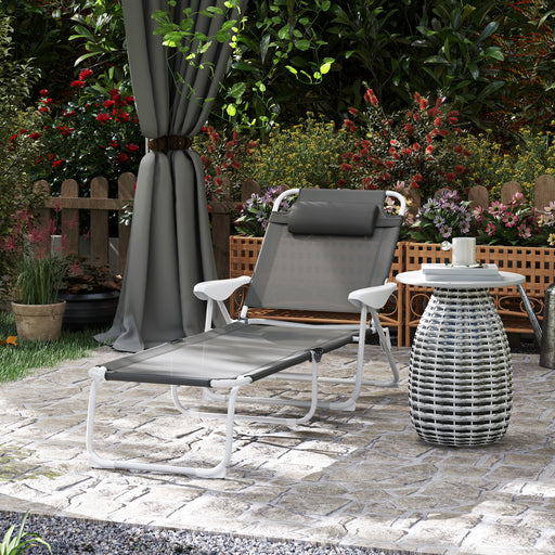 Charcoal Grey Foldable Lounge Chair with Adjustable Backrest and Headrest by Outsunny