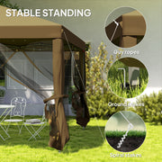 Khaki 3 x 3m Pop Up Gazebo with Mesh Sidewalls and Carry Bag for Garden Patio by Outsunny