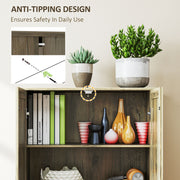 Grey Wood-Effect Tall Kitchen Storage Cabinet with Adjustable Shelves by HOMCOM