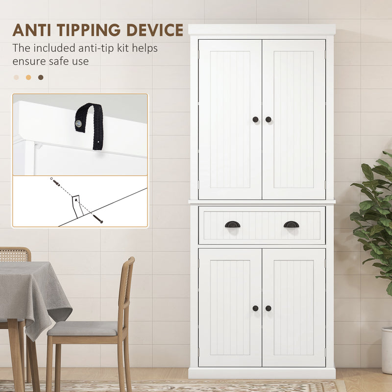 Freestanding Kitchen Storage Cabinet with Drawer and Adjustable Shelves for Organisation White