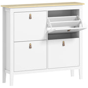 White Modern Shoe Storage Cabinet with Four Deep Drawers for Hallway Organising by HOMCOM