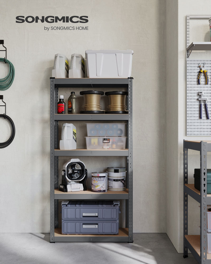 75 x 30 x 150 cm 5 Tier Steel Shelving Unit Heavy Duty Storage Rack Holds 650 kg Slate Grey by Songmics
